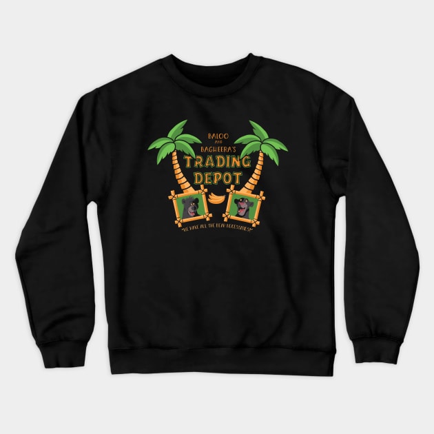 Baloo and Bagheera's Trading Depot Crewneck Sweatshirt by ryandraws_stuff